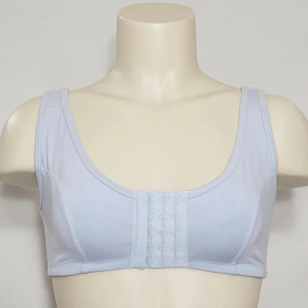 Dr. Rey's Shapewear 90% Cotton Front Close Wire Free Bra SMALL Blue New‎ without